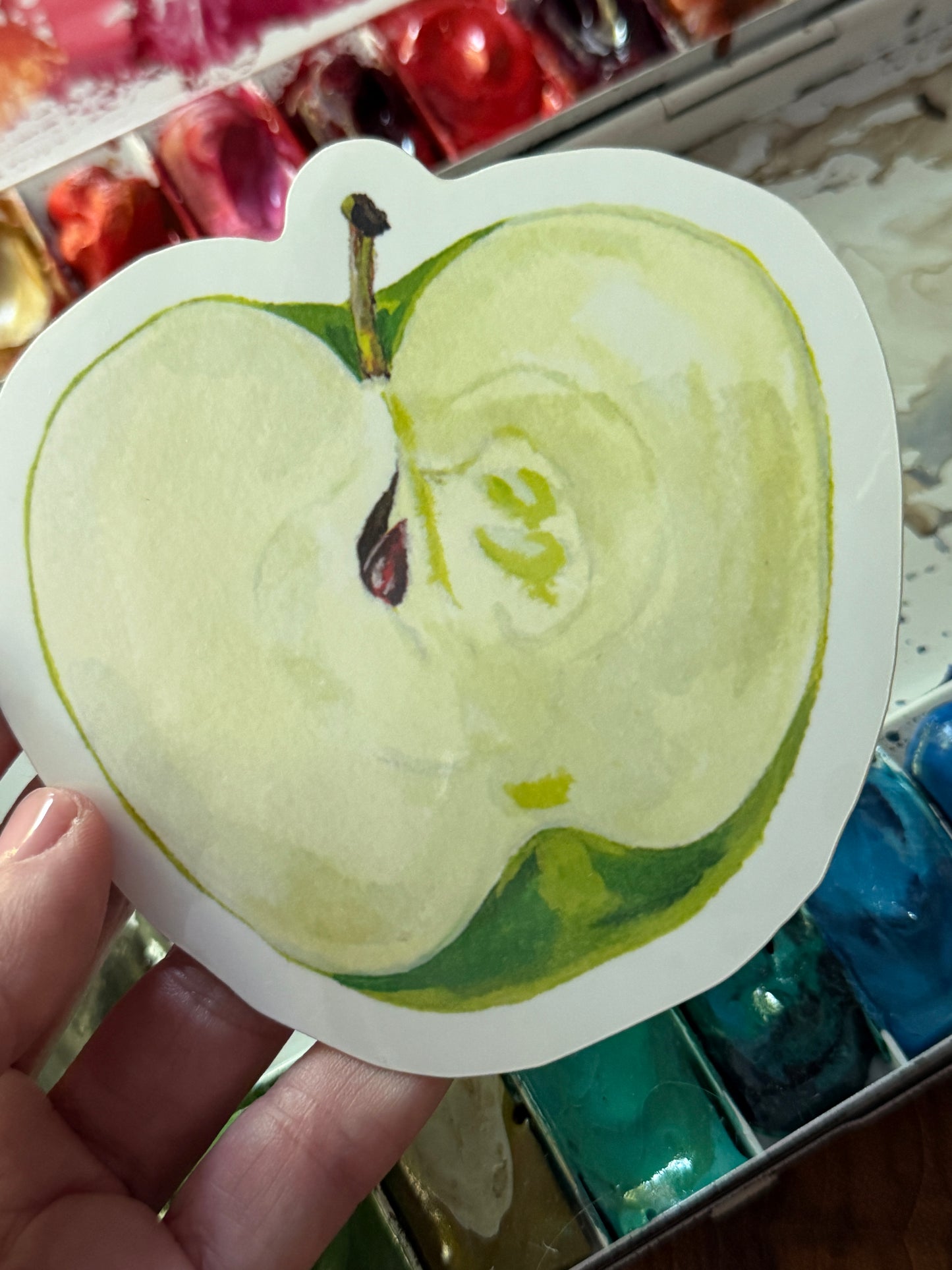 Green Apple Half Vinyl Sticker