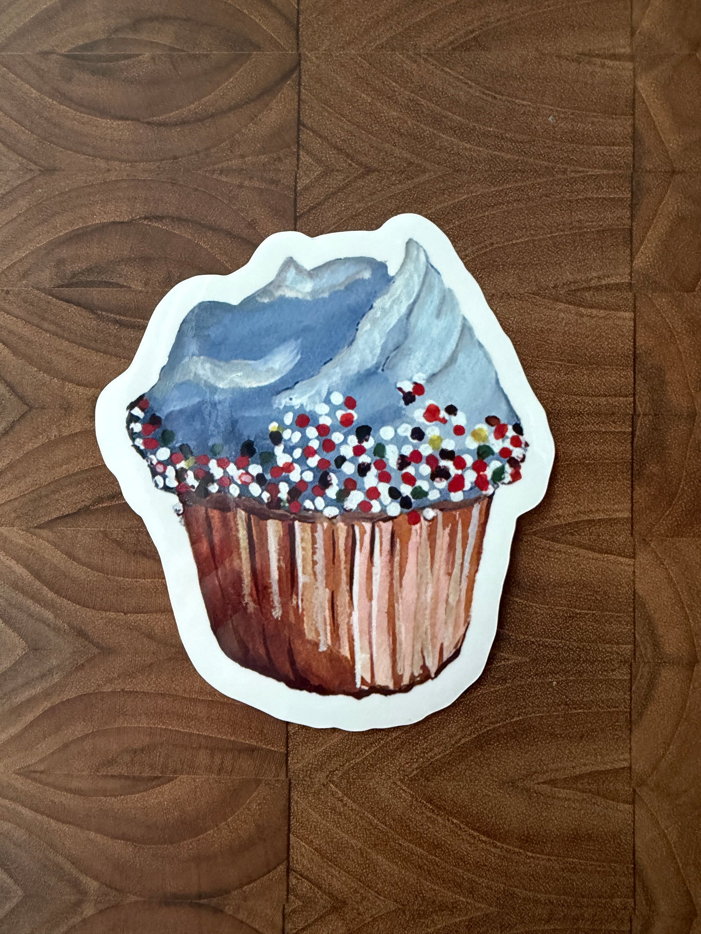 Blue Sprinkle Cupcake Vinyl Sticker
