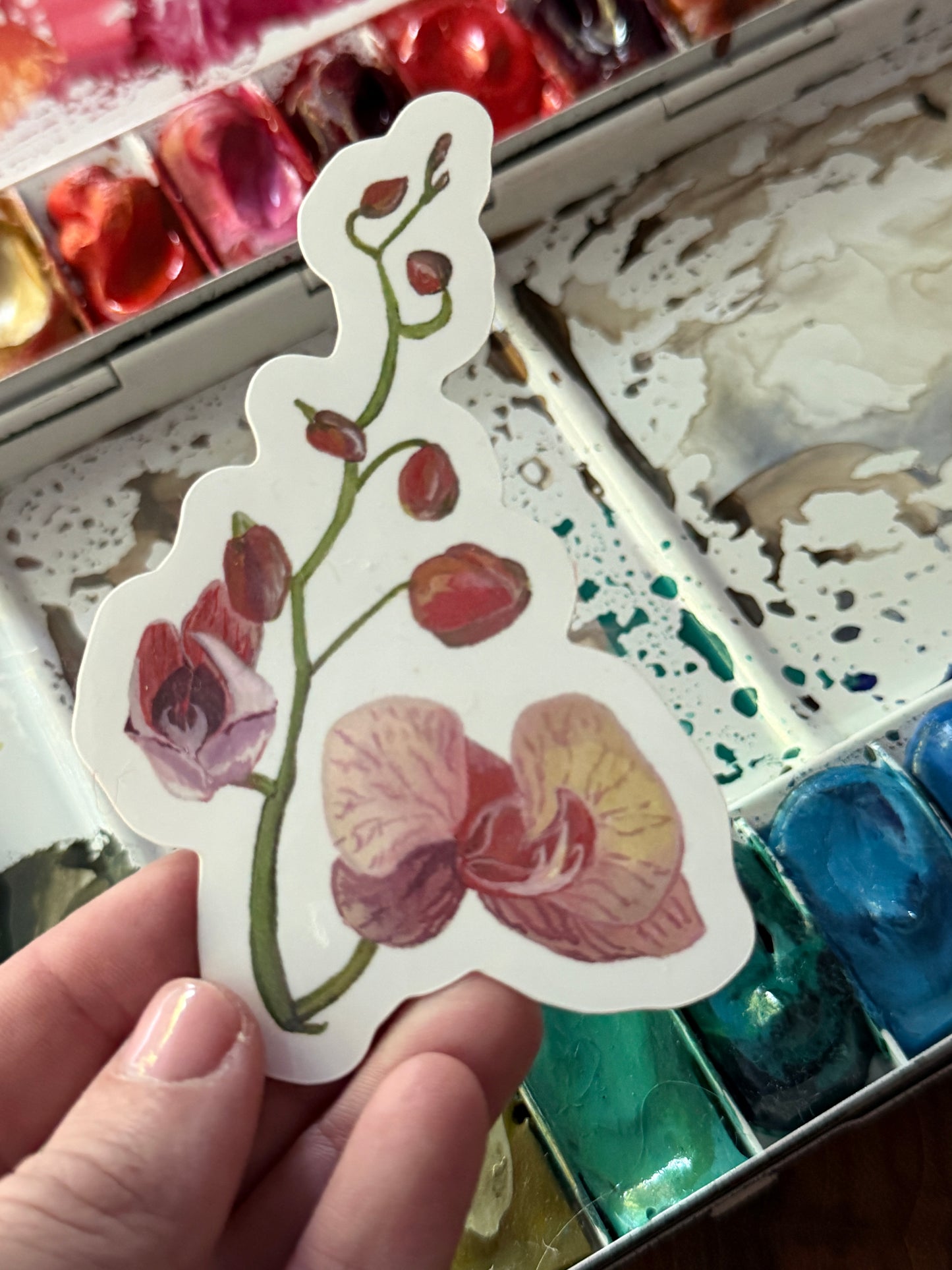 Pink Orchids Vinyl Sticker