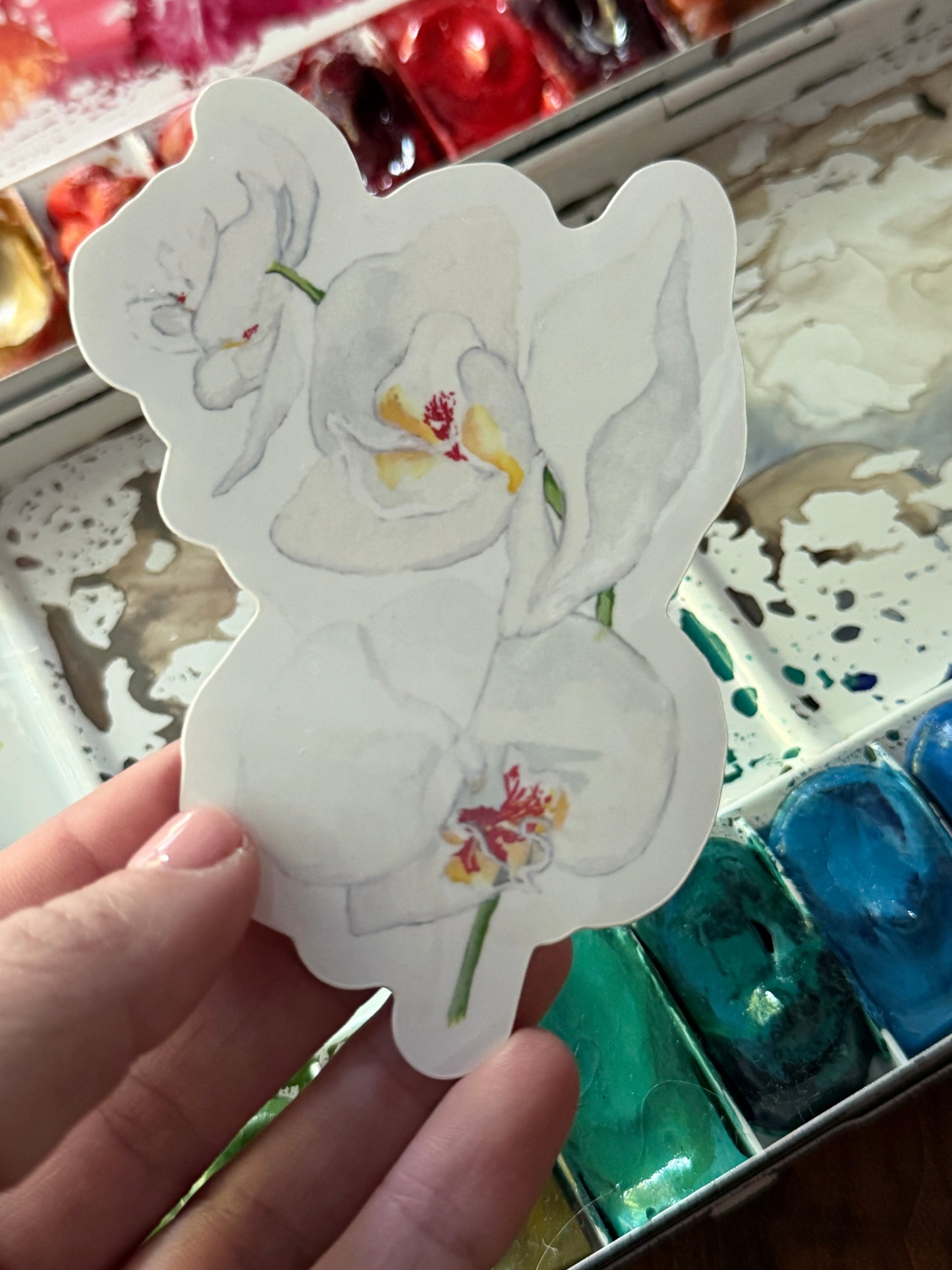 White Orchids Vinyl Sticker