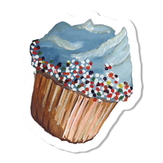 Blue Sprinkle Cupcake Vinyl Sticker