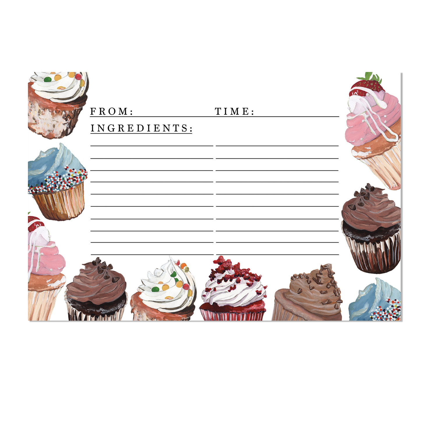 Cupcake Recipe Card Set