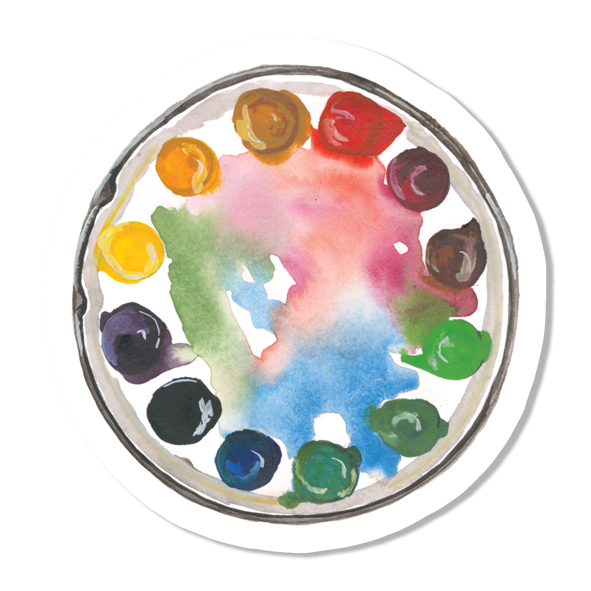 Watercolor Palette Vinyl Sticker