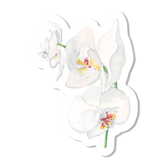 White Orchids Vinyl Sticker
